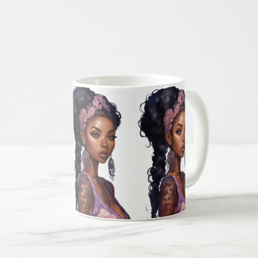 美しく飾られた女性 コーヒーマグカップ (正面右)