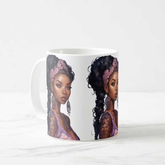 美しく飾られた女性 コーヒーマグカップ (正面左)