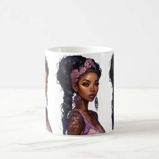 美しく飾られた女性 コーヒーマグカップ (中央)