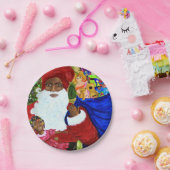 美しく黒いサンタのペーパークリスマス・パーティのプレート ペーパープレート (パーティー)