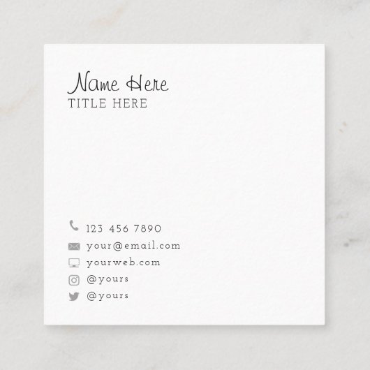 美しく黒い円の正方形の名刺 スクエア名刺 (裏面)