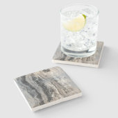 美しく黒い及び灰色石造りのコースター ストーンコースター (横)