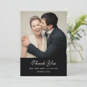 美しく黒い花柄-結婚式 サンキューカード (スタンド正面)