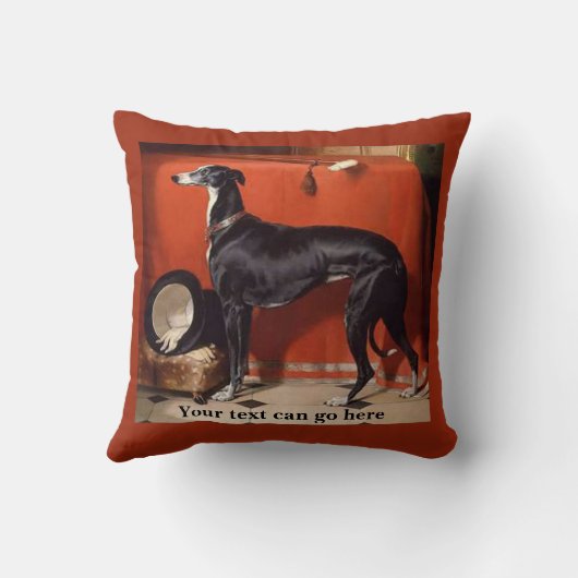 美しく黒く及び白いグレイハウンド クッション (裏面)