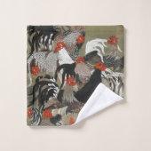 美しく黒く、白いおよび多色刷りのオンドリ バスタオルセット (ウォッシュタオル)