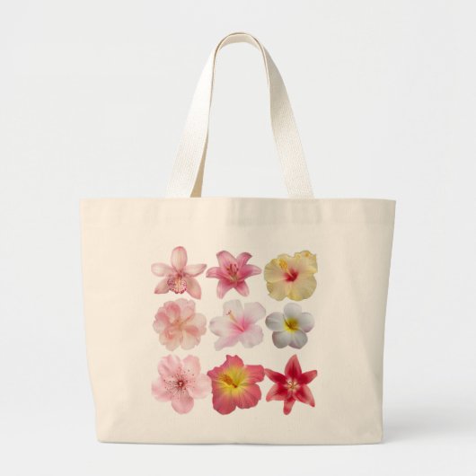 美しく、夏らしい、ピンクのトートバッグ ラージトートバッグ (正面)