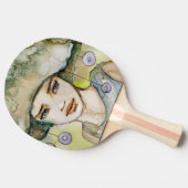 美しく、敏感な女の子のllustration 卓球ラケット (横)
