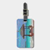 美しく、明るいモルディブの島のビーチおよび海 ラゲッジタグ (正面縦)