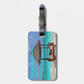 美しく、明るいモルディブの島のビーチおよび海 ラゲッジタグ (裏面縦)