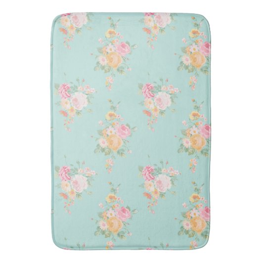 美しく、造幣局、みすぼらしいシックでカントリーシックな、フローラ バスマット (正面縦)