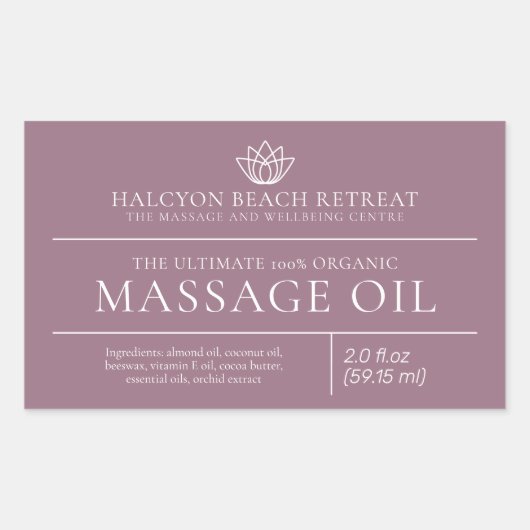 美しさのマッサージオイル ピンク 製品成分ラベル 長方形シール (正面)