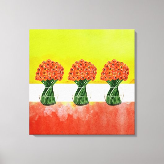 美しイタリアンいラヌンキュラスフローラ水彩 キャンバスプリント (正面)