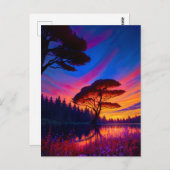 美しインスパイアい湖に沈む畏敬の日 ポストカード (正面/裏面)