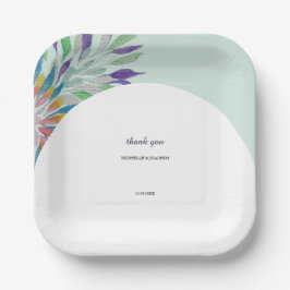 美しエレガントいカラフルボホウォーターの色のアート ペーパープレート