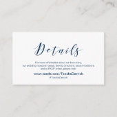 美しエレガントいネイビー·ブルー·フォント、結婚詳細 エンクロージャーカード (正面)