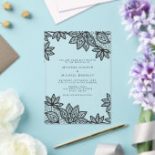 美しエレガントいブラック結婚レース アクリル招待状 (インサイチュ (ウェディング))