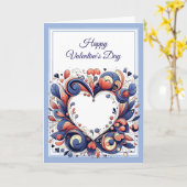 美しエレガントいブルーバレンタインデー カード (黄色い花)