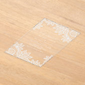 美しエレガントいホワイトレ結婚ース アクリル招待状 (レイダウン)