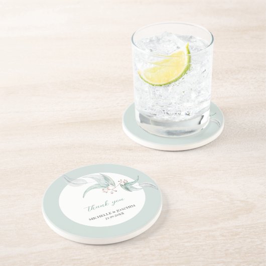 美しエレガントいユーカリの水彩画 コースター (側面)