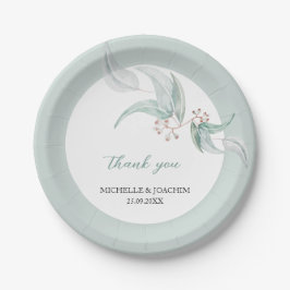 美しエレガントいユーカリの水彩画 ペーパープレート