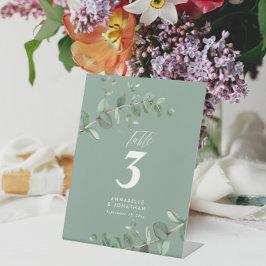 美しエレガントいユーカリの結婚葉のテーブル 台座サイン