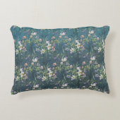 美しエレガントい山素朴花オンティール(緑がかった色)ウッド アクセントクッション (正面)