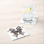 美しエレガントい灰色のピンクの黒い蝶ファンタ ペーパーコースター (インサイチュ)