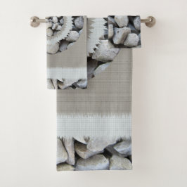 美しエレガントい灰色の小石のトレンディーパターン バスタオルセット