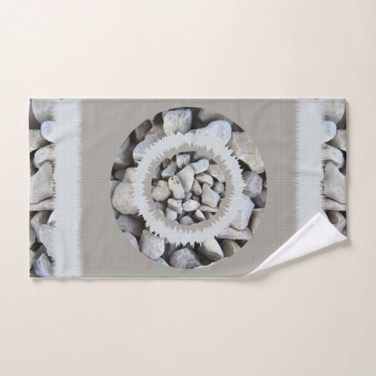 美しエレガントい灰色の小石のトレンディーパターン バスタオルセット (ハンドタオル)