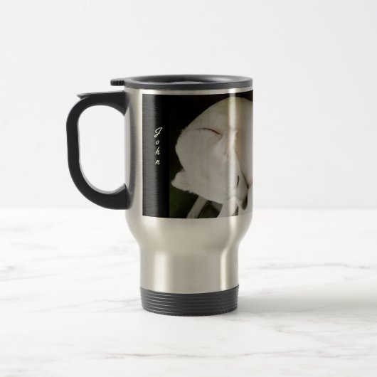 美しエレガントい白い子犬バレンタインデー トラベルマグ (左)