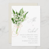 美しエレガントい白フローラ結婚ブーケ 招待状 (正面/裏面)