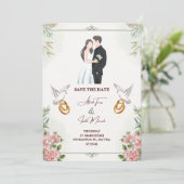 美しエレガントい結婚式招待状 シーズンカード (スタンド正面)