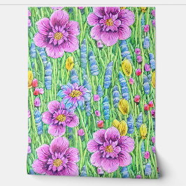 美しエレガントい花の手描き模様 壁紙