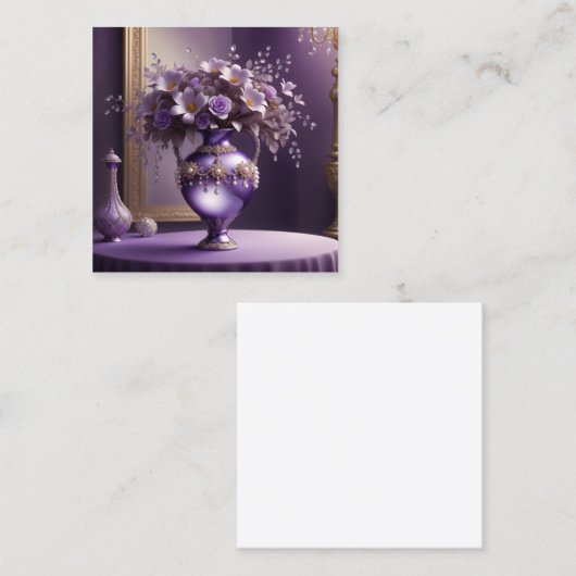 美しエレガントい薄紫の丸い花瓶 スクエア名刺 (正面/裏面)
