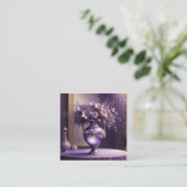 美しエレガントい薄紫の丸い花瓶 スクエア名刺 (スタンド正面)
