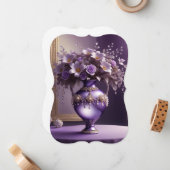 美しエレガントい薄紫の丸い花瓶 ノートカード (正面/裏面インサイチュ)