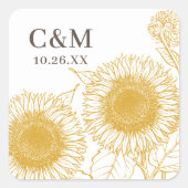 美しエレガントい黄色のひまわり秋結婚の スクエアシール (正面)