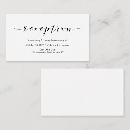 美しエレガントい黒いフォント、結婚式 エンクロージャーカード (正面/裏面)