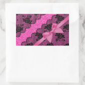 美しエレガントい黒ガーリーレースバラ点 長方形シール (バッグ)