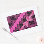 美しエレガントい黒ガーリーレースバラ点 長方形シール (封筒)