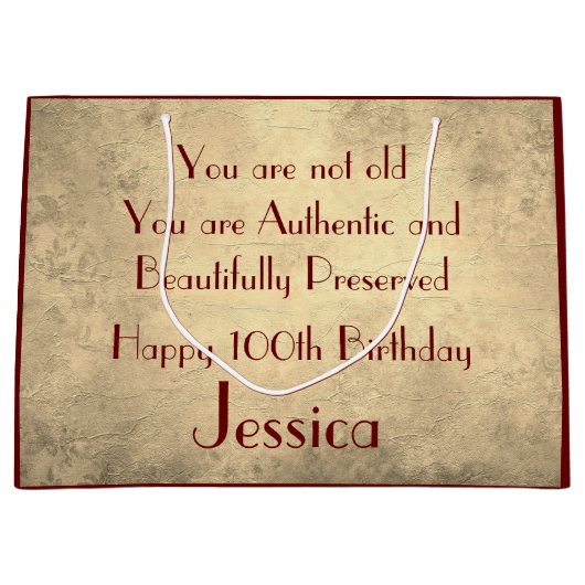 美しエレガントい100パーソナライズされた誕生日 ラージペーパーバッグ (正面)