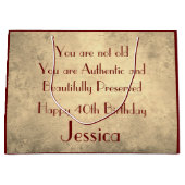 美しエレガントい40パーソナライズされた歳の誕生日 ラージペーパーバッグ (正面)