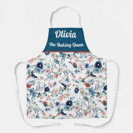 美しカスタムい花の水彩柄エプロン エプロン