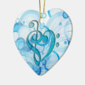 美しカッコいいい音楽をハート セラミックオーナメント (左)