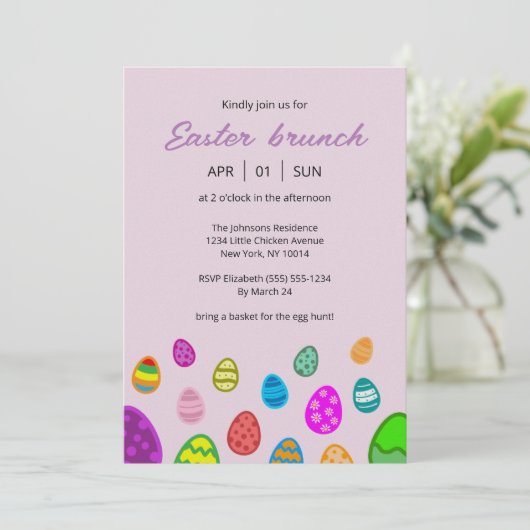 美しカラフルいイースターの卵 招待状 (スタンド正面)