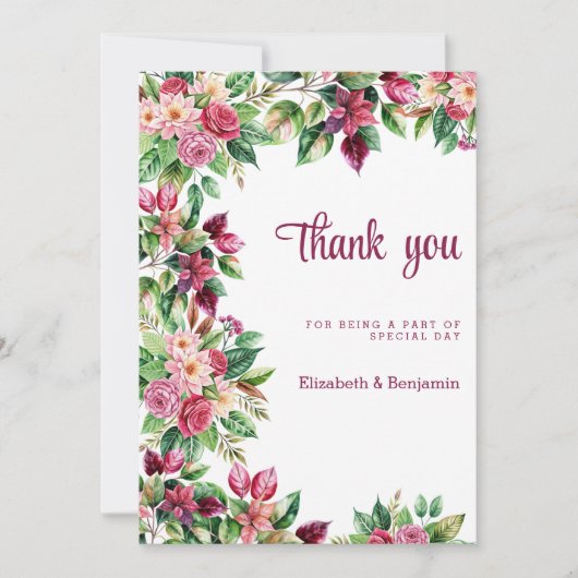 美しカラフルいシックな花束ありがとう 招待状 (正面)