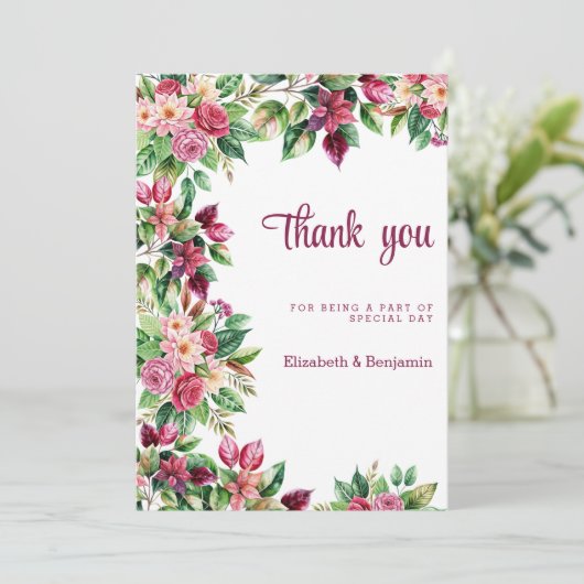 美しカラフルいシックな花束ありがとう 招待状 (スタンド正面)