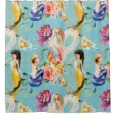 美しカラフルい人魚の海航海の シャワーカーテン (正面)