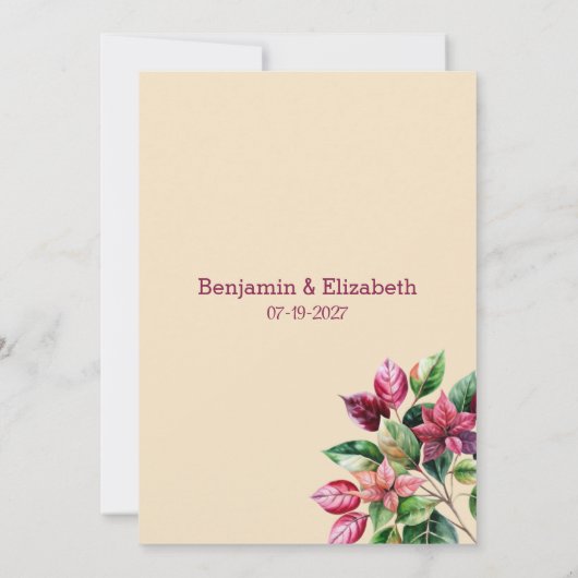 美しカラフルい国花の花束RSVP 招待状 (裏面)