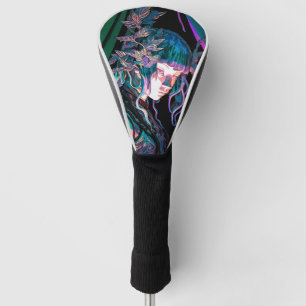 美しカラフルい女性と植物 ゴルフヘッドカバー